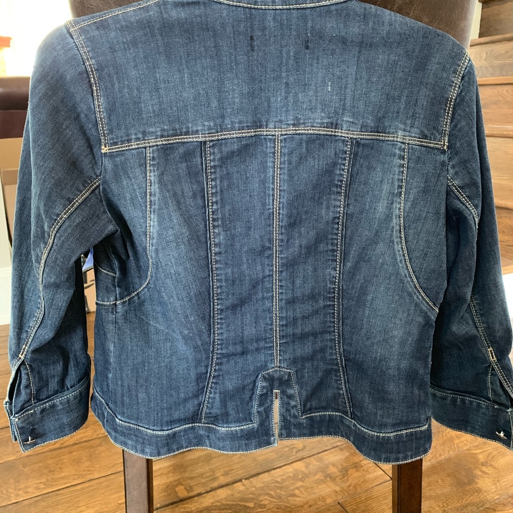WHBM Cropped Military Denim Jacket